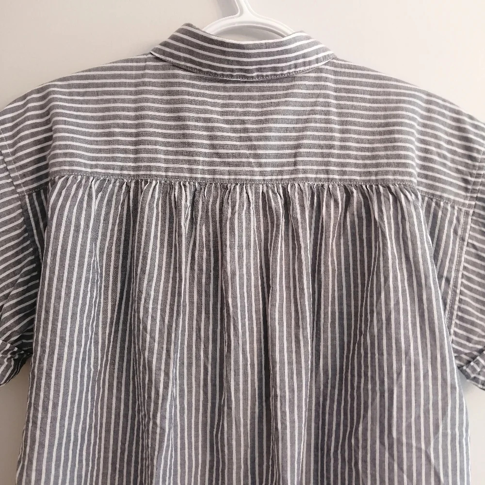 Joie Naro Striped Short Sleeve Button Up Cotton Coastal Nautical Oversize Small - Picture 6 of 16